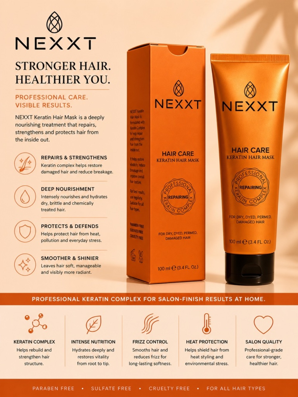 Nexxt Orange Keratin Hair Care Mask
